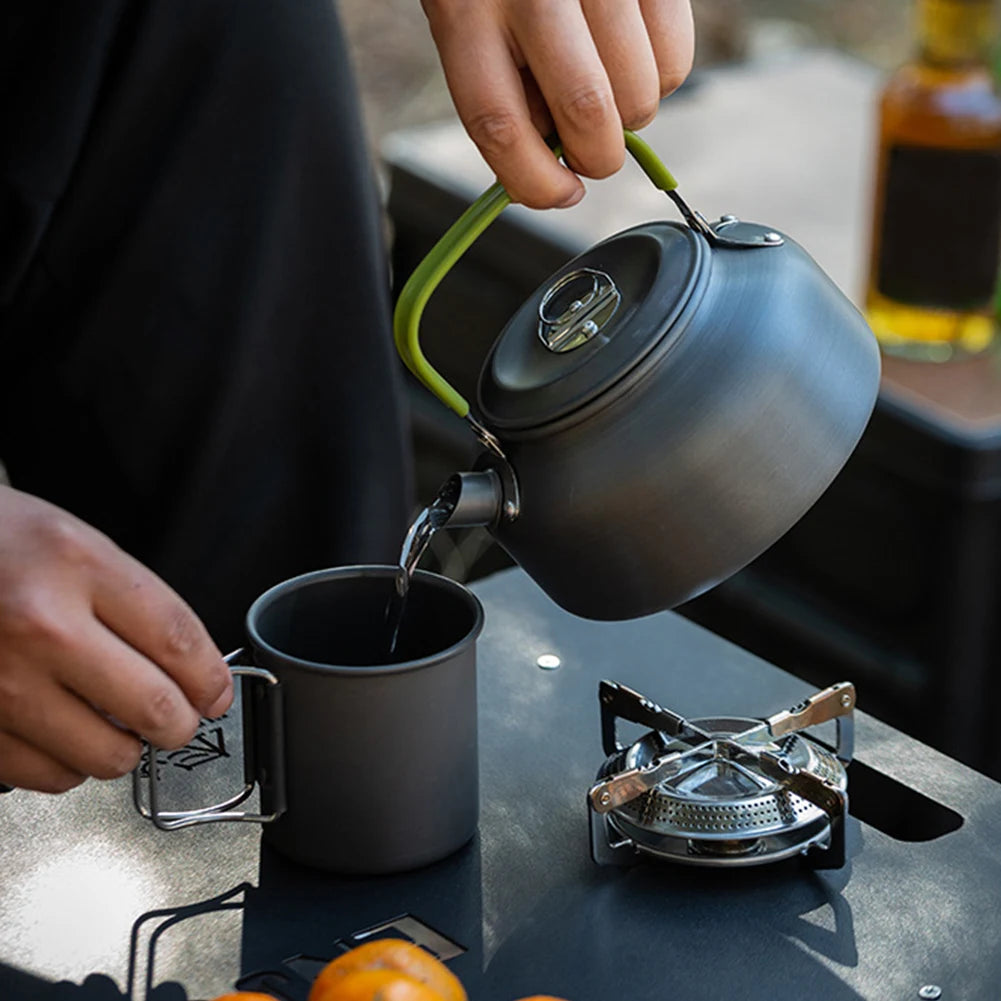 APWIKOGER Camping Cookware Set 3 Piece Pot Pan Kettle Mesh