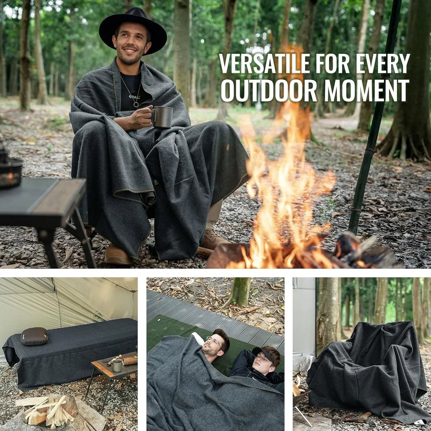 YTYIN Large Natural Wool Camping Blanket