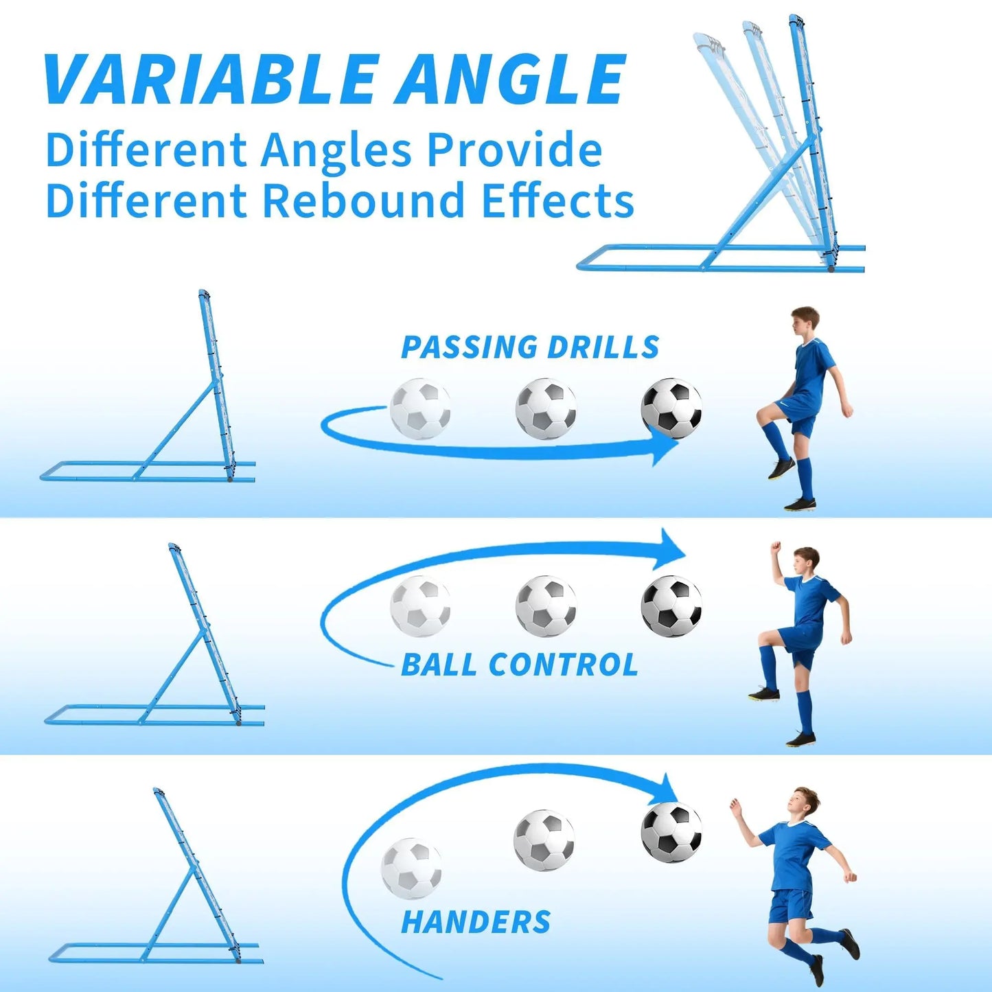 HiMISS Adjustable Soccer Rebounder Net With Steel Frame For Training