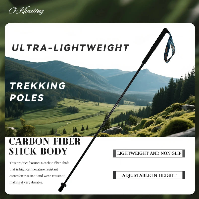 Okhealing Lightweight Carbon Fiber Collapsible Trekking Poles