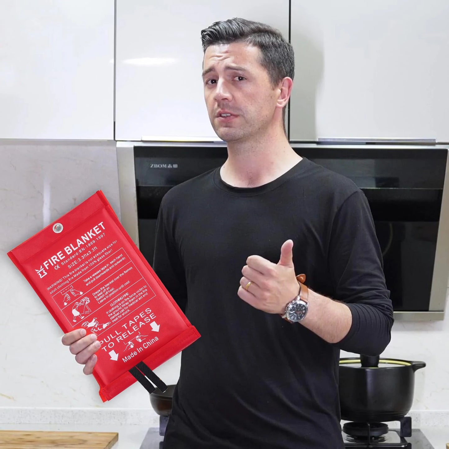 Emergency Fire Blanket 4 Pack Fiberglass Heat Resistant For Kitchen Safety