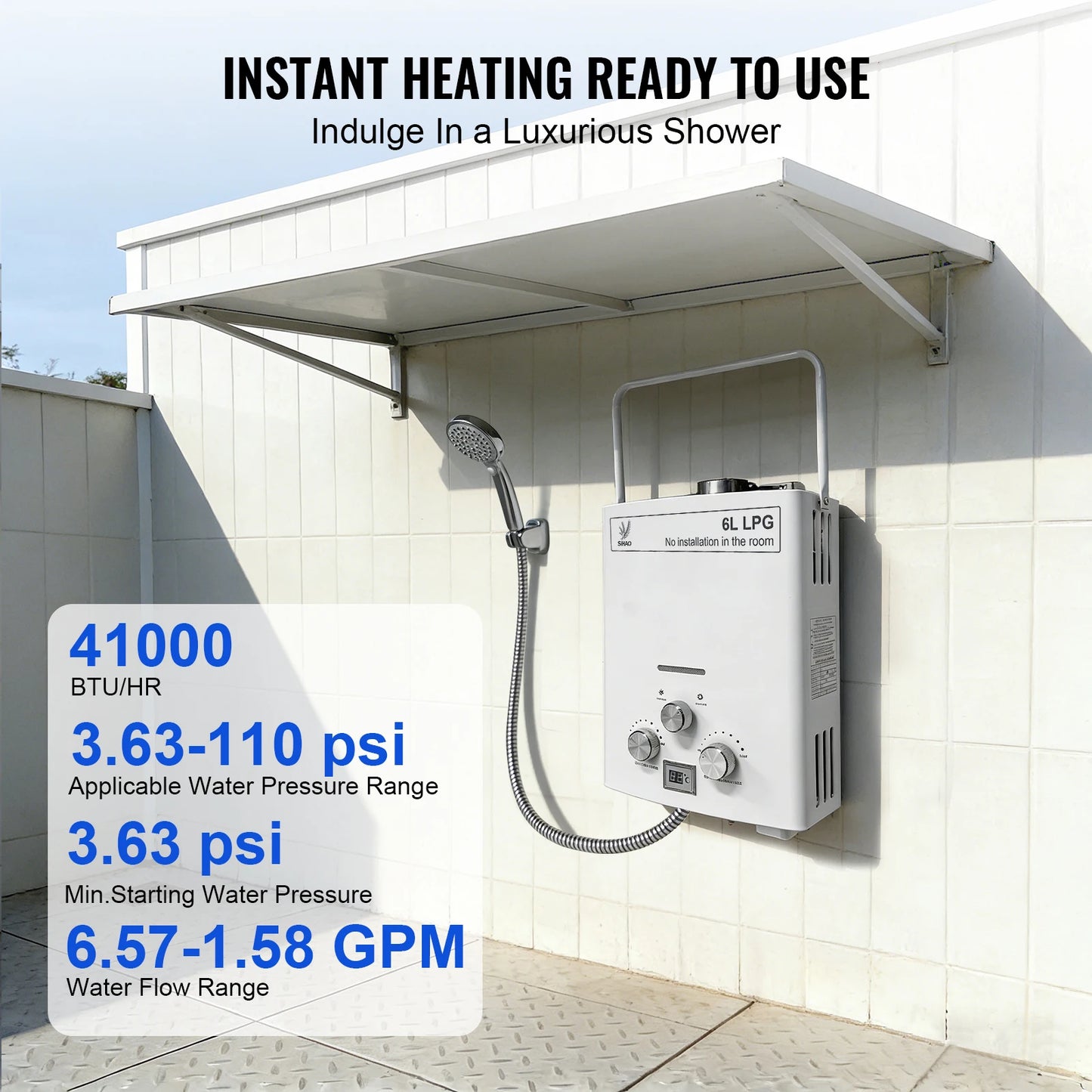 LPG Portable Gas Water Heater Tankless for Camping