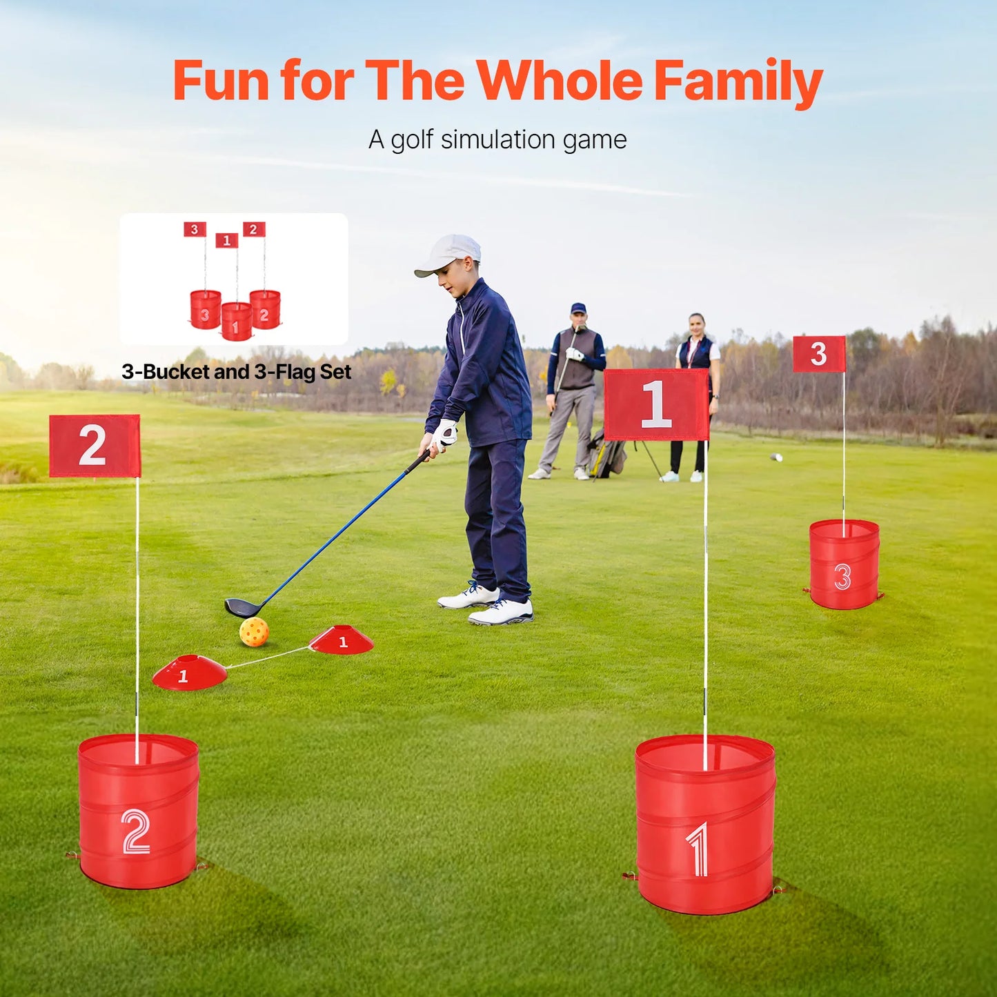 SucceBuy Portable Backyard Golf Game 3 Hole 6 Hole Set