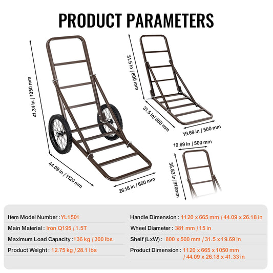 Deer Cart Folding Game Cart Heavy Duty 300 Lbs Capacity