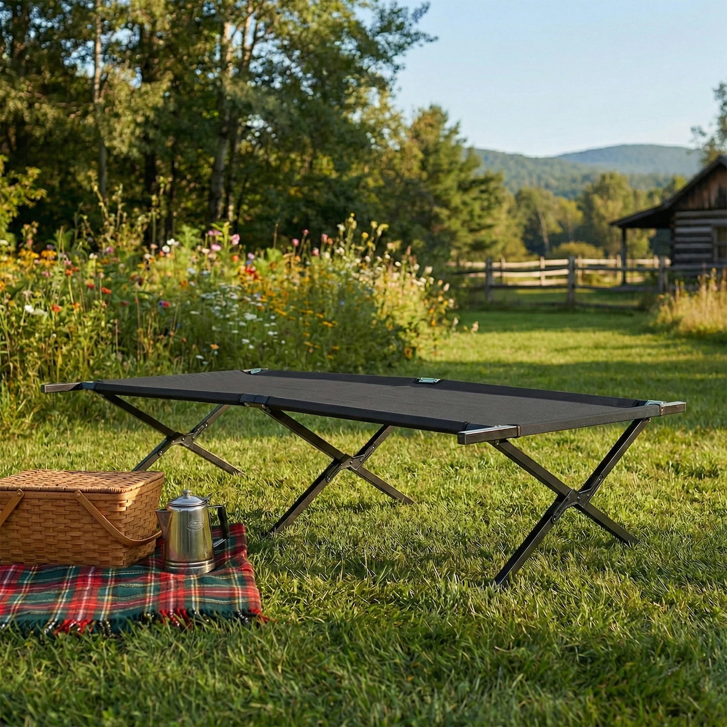 JHK Collapsible Camping Cot Lounge Chair Outdoor Use
