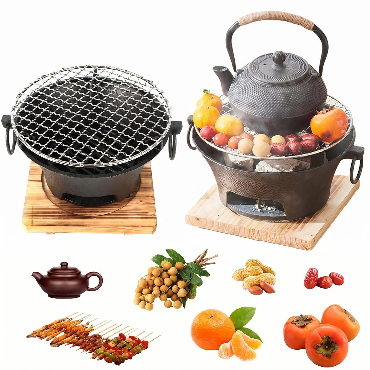 ATUOTIN Stainless Steel Charcoal BBQ Grill Outdoor Tabletop Pit