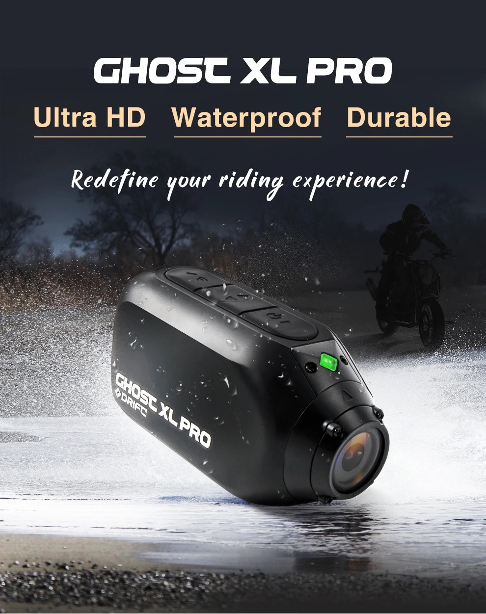 Drift Ghost XL Pro 4K Action Camera 3000mAh Battery WiFi IPX7 Waterproof