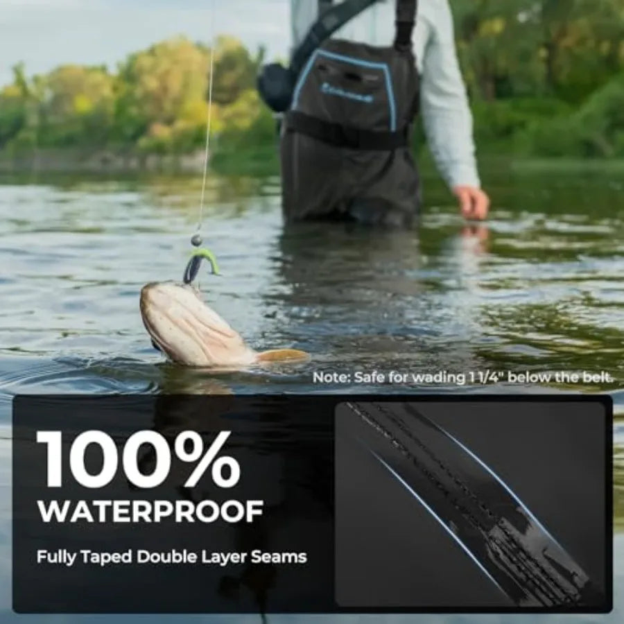 WaveWalker Fishing Waders Waterproof PVC With Slip Resistant Boots