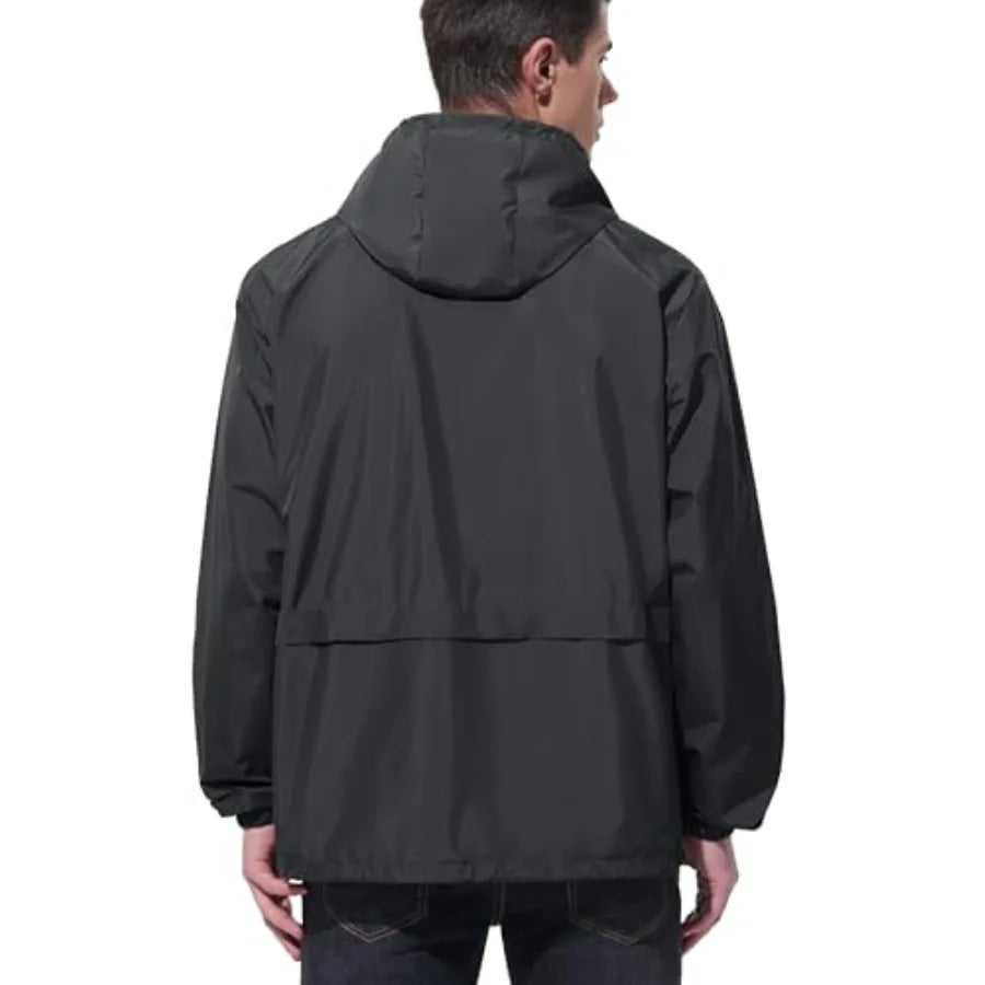 Mens Rain Jacket Raincoat Windbreaker Waterproof Lightweight Packable Hooded