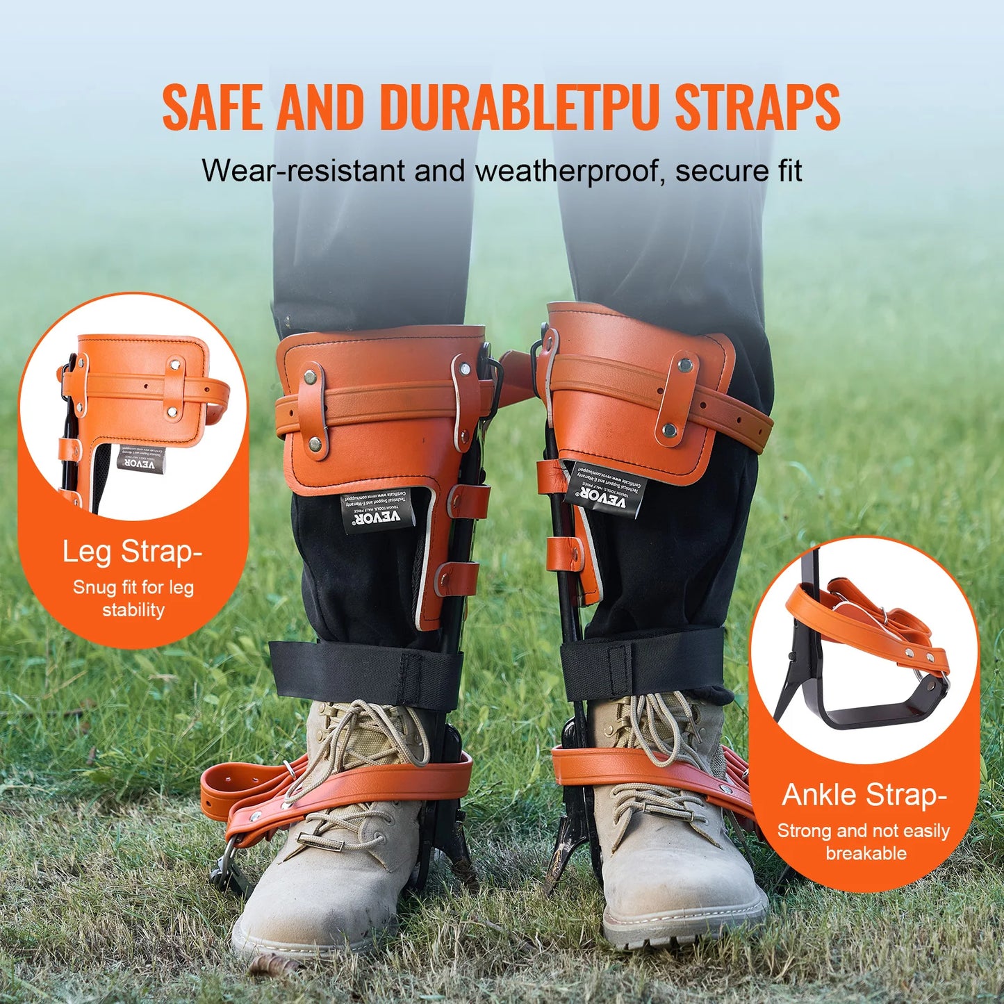 Tree Climbing Spikes Steel With Straps And Protectors 350 Lbs