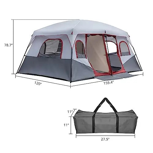 Waterproof Windproof Camping Tent With Two Doors And Separate Rooms