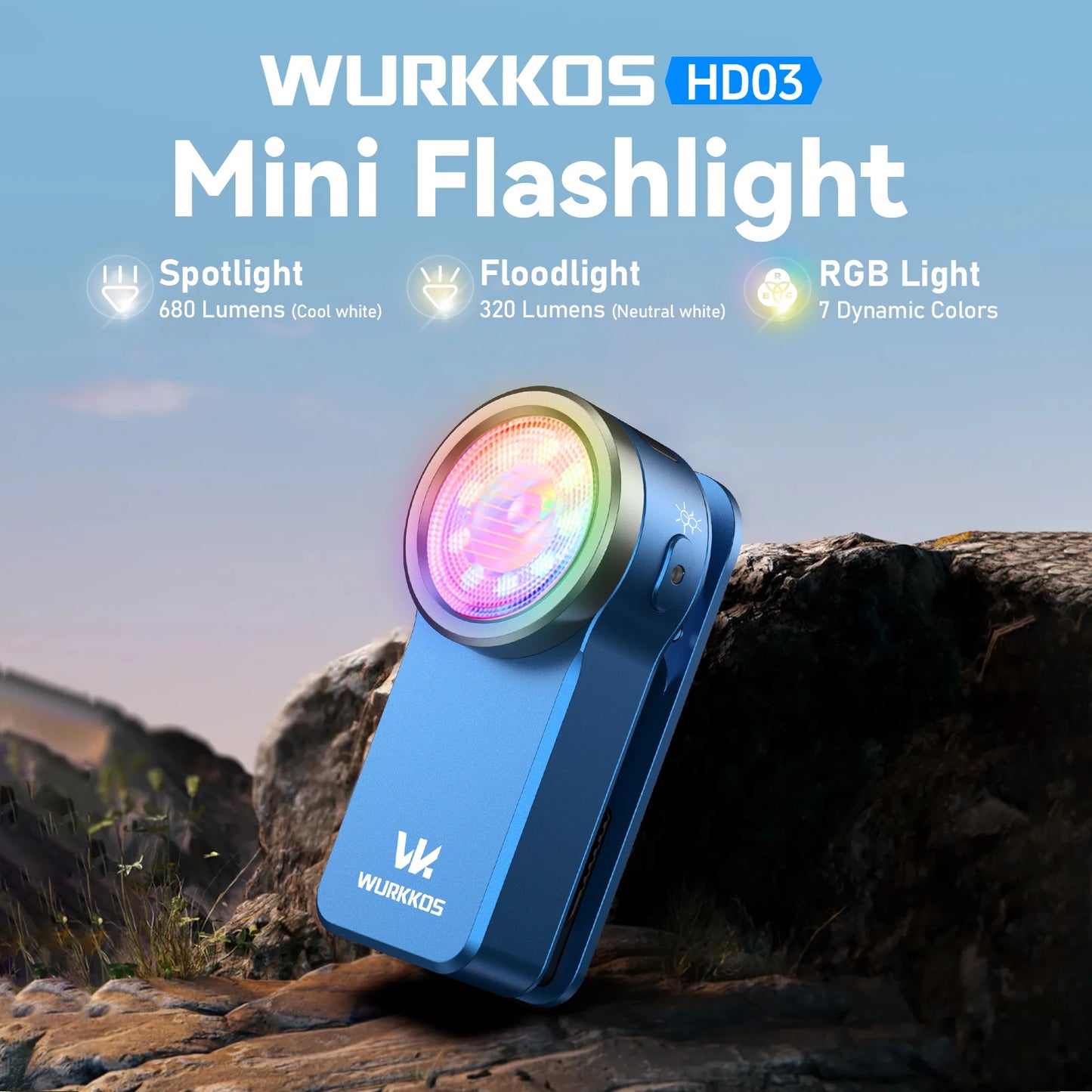 Wurkkos HD03 Clip Light 680LM USB C Rechargeable Flashlight