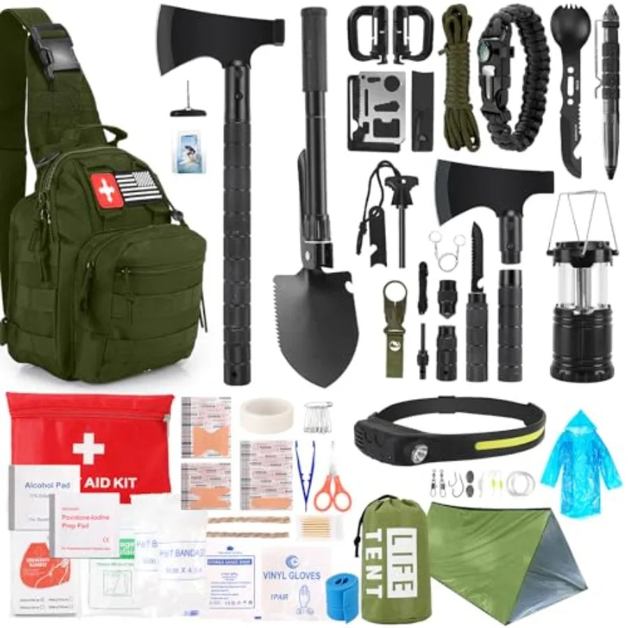 Survival Kit 268 Pcs Emergency Gear With First Aid Kit Headlamp
