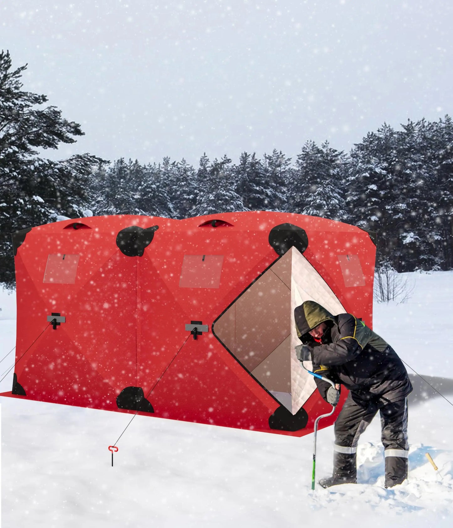 Pop Up Ice Fishing Tent Insulated Shelter Hub Style For 3 To 4 People