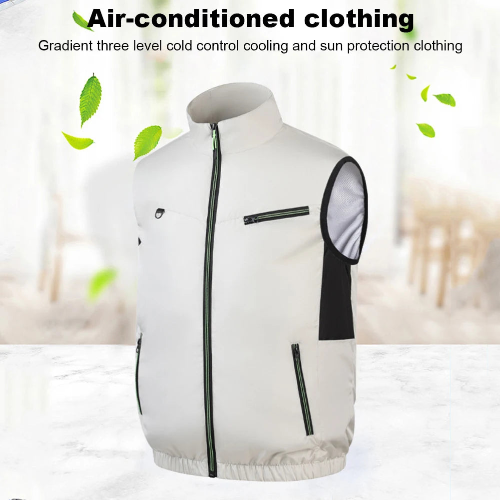 Cooling Ice Fan Vest For Hot Weather Workwear Breathable Wearable