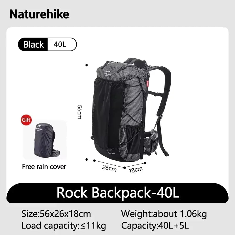 Naturehike Rock Hiking Backpack With Rain Cover And Large Capacity