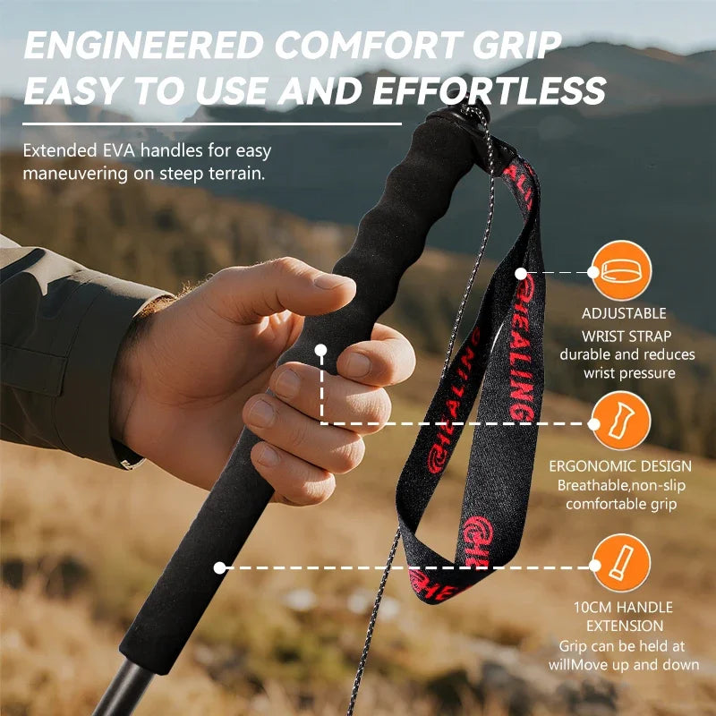 OKHEALING Ultralight Carbon Fiber Trekking Poles 2 Pack