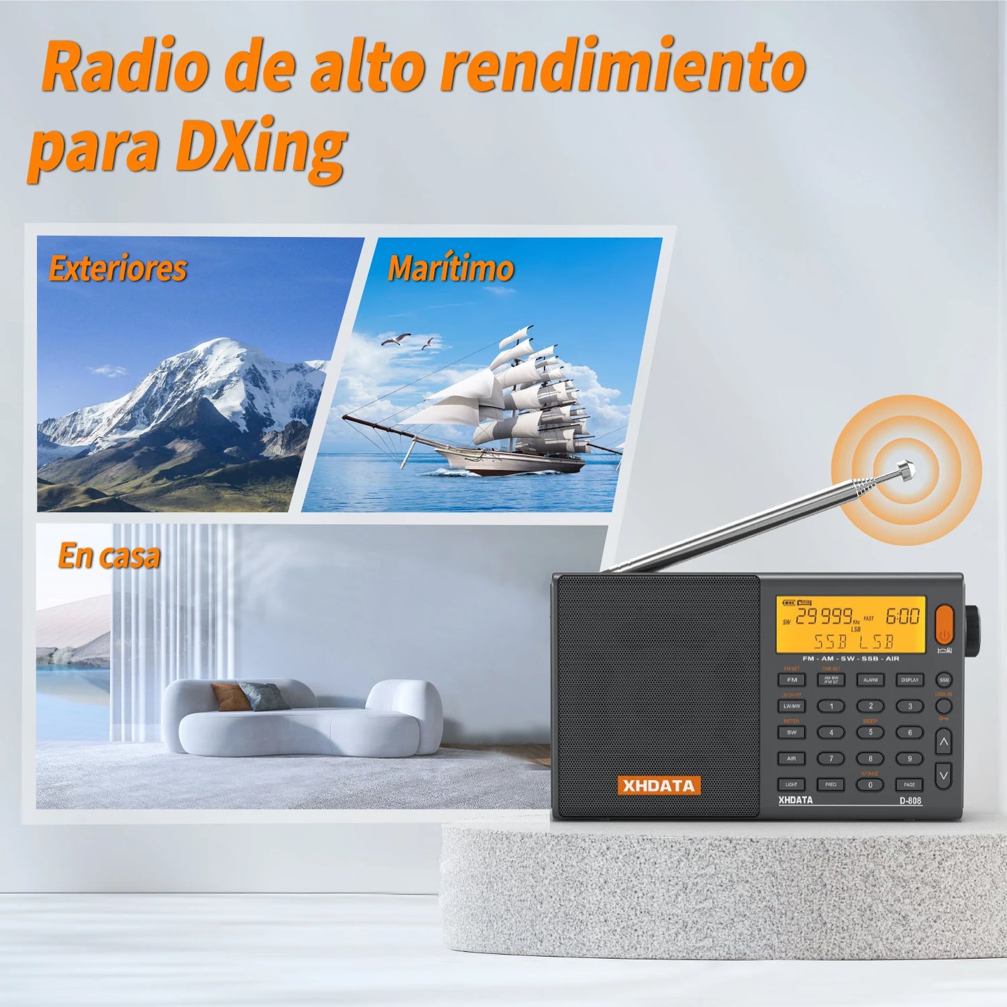 XHDATA D808 Multiband Radio Receiver AM FM SW MW SSB