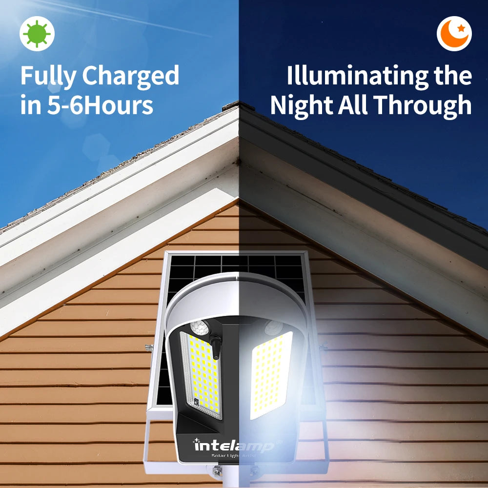 Intelamp Outdoor Solar LED Street Lights With Motion Sensor