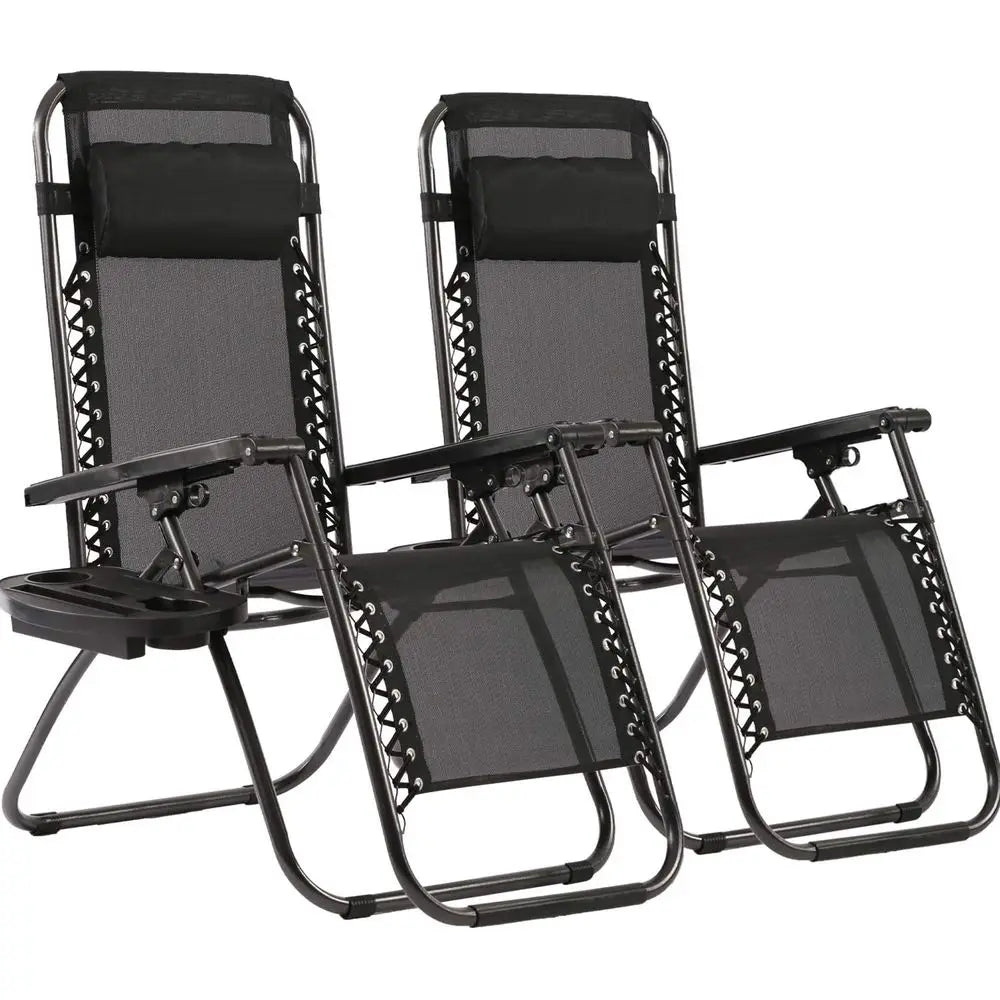 Zero Gravity Reclining Lawn Chairs Outdoor Set With Pillows And Cup Holders