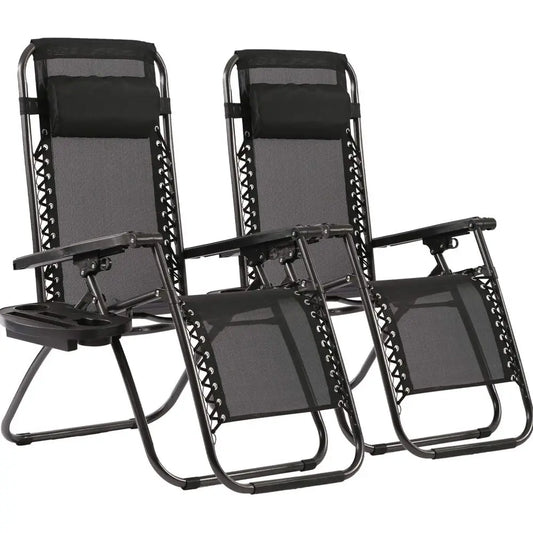 Zero Gravity Reclining Lawn Chairs Outdoor Set With Pillows And Cup Holders