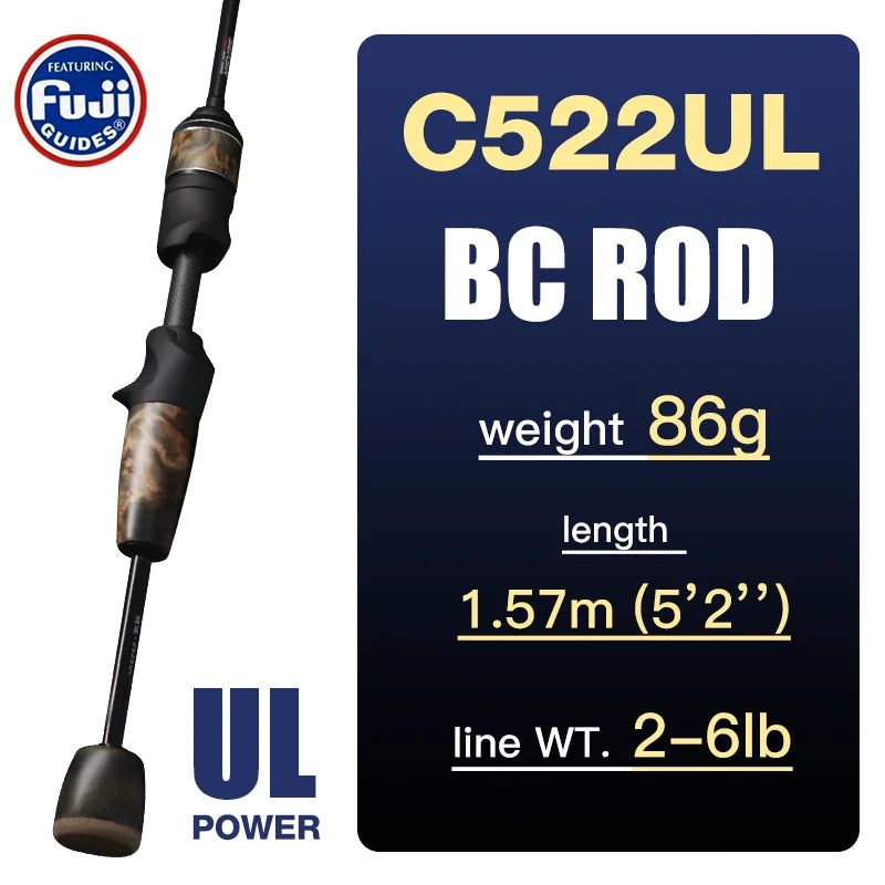 SeaSir Ultralight Spinning Baitcasting Fishing Rod With Carbon Handle