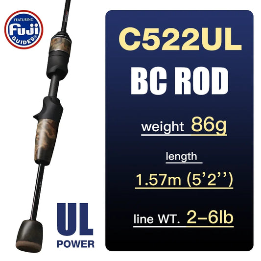 SeaSir Ultralight Spinning Baitcasting Fishing Rod With Carbon Handle