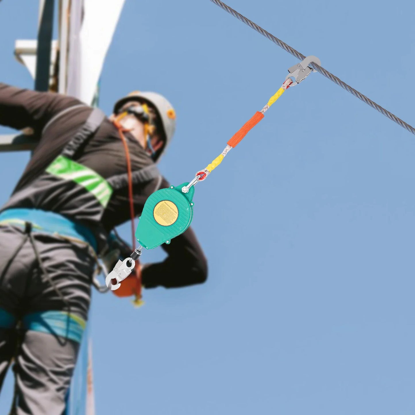 Fall Arrester Retracting Lifeline Alloy Steel Hook And Wire Rope