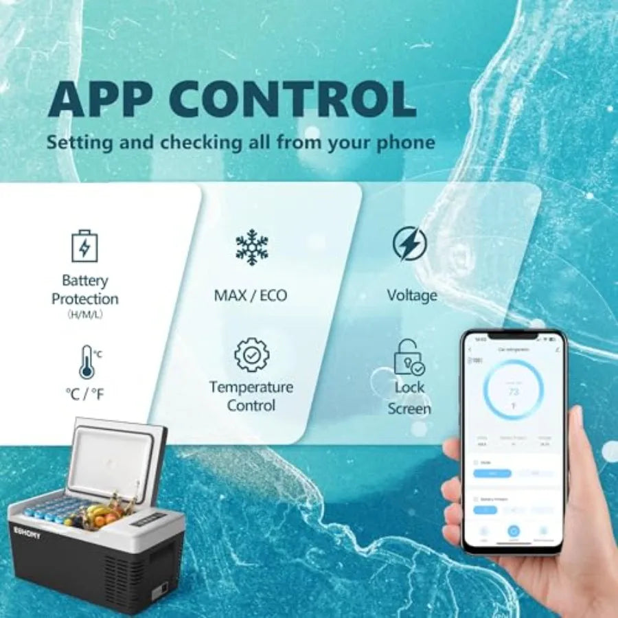 12V Portable Car Refrigerator Compressor Cooler With App Control