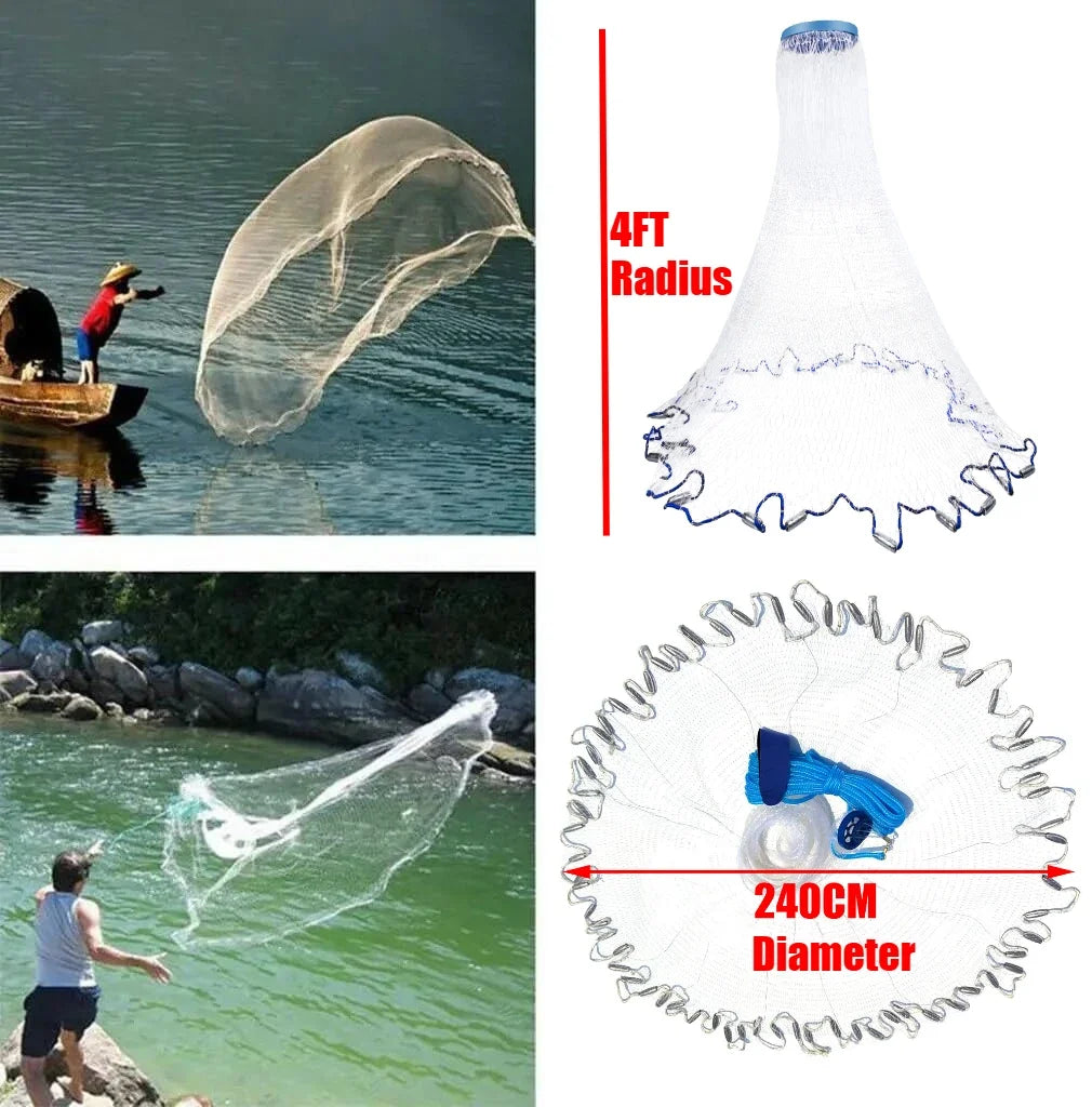Hand Throw Cast Net For Freshwater And Saltwater Fishing Bait