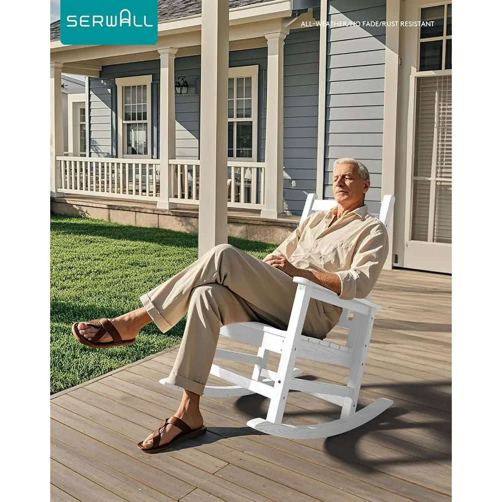 All Weather HDPE Bamboo Outdoor Rocking Garden Chair