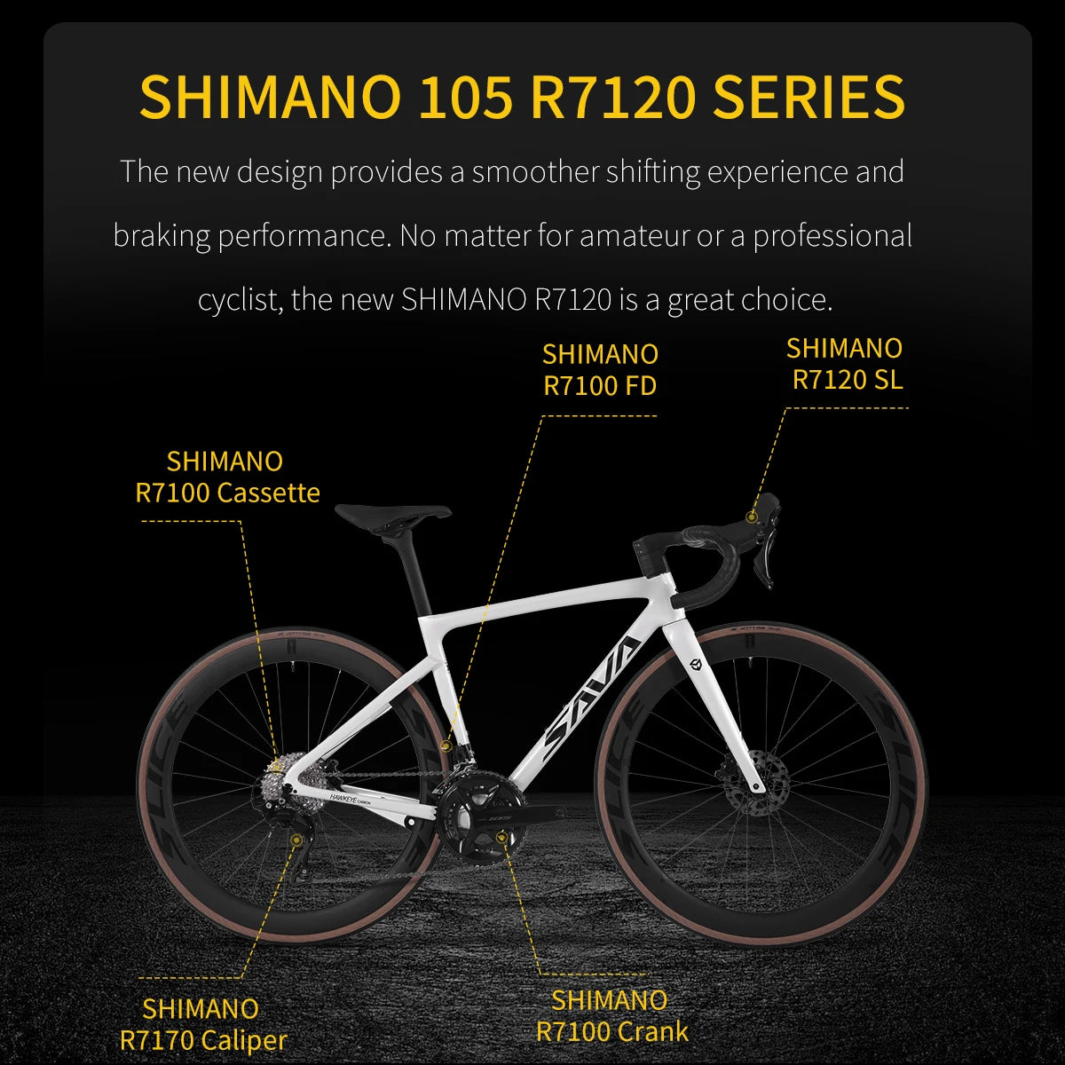 SAVA F20 Carbon Fiber Road Bike With Shimano R7120 24 Speed