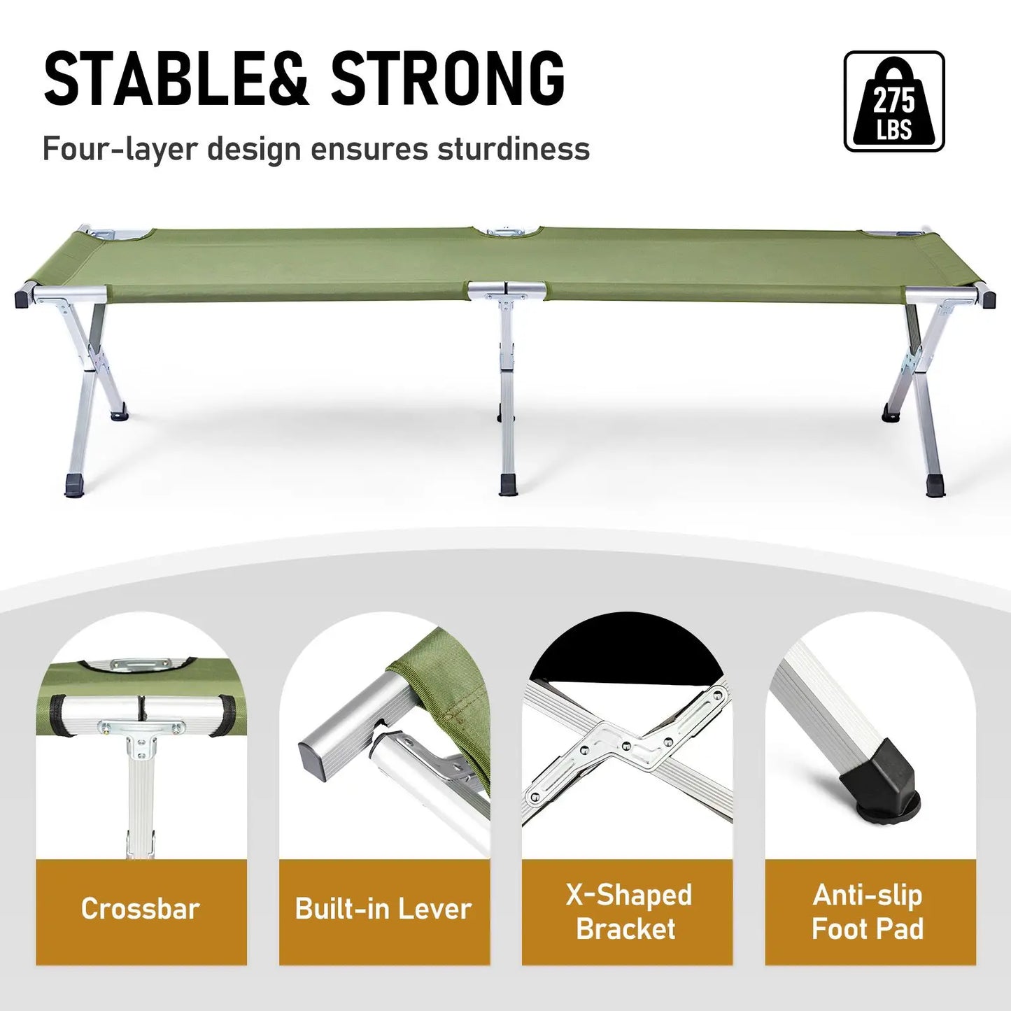 RHB03A Portable Folding Camping Cot With Carrying Bag