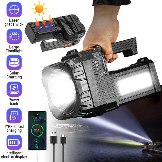 KEPEAK Solar Rechargeable Handheld Spotlight With COB Side Light