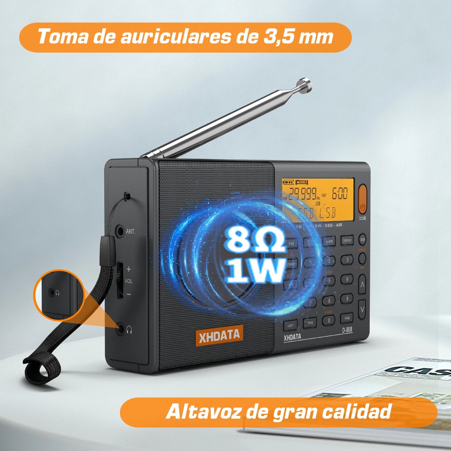 XHDATA D808 Multiband Radio Receiver AM FM SW MW SSB
