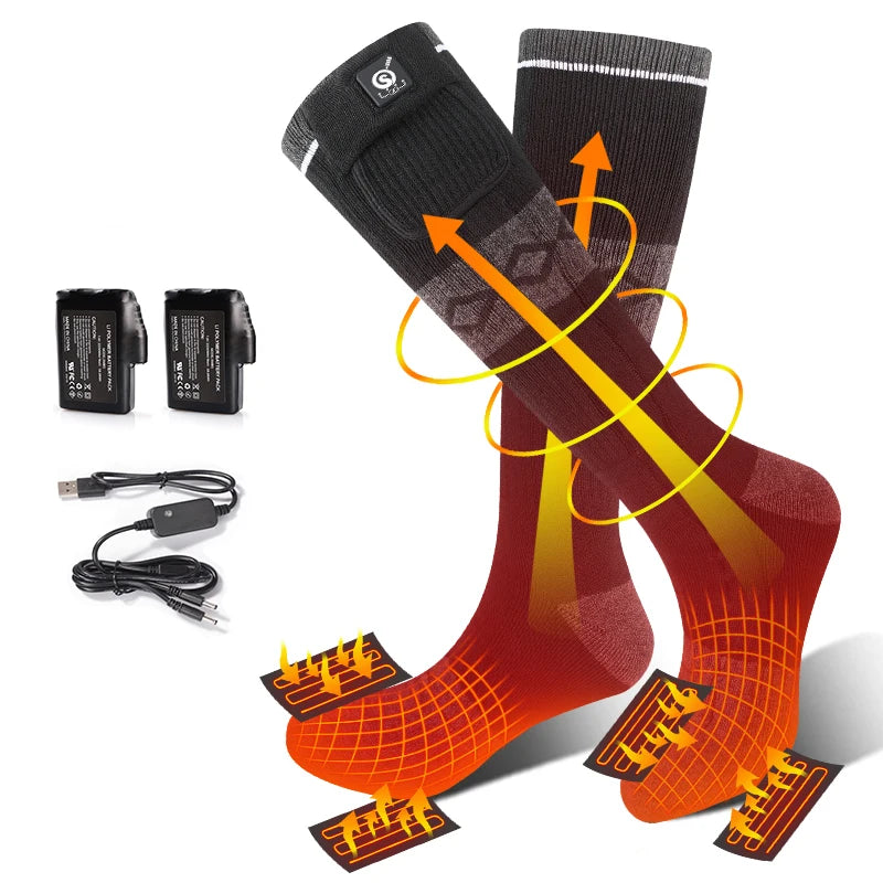Savior Heat Rechargeable Electric Heated Socks Winter Warm Thermal Cycling