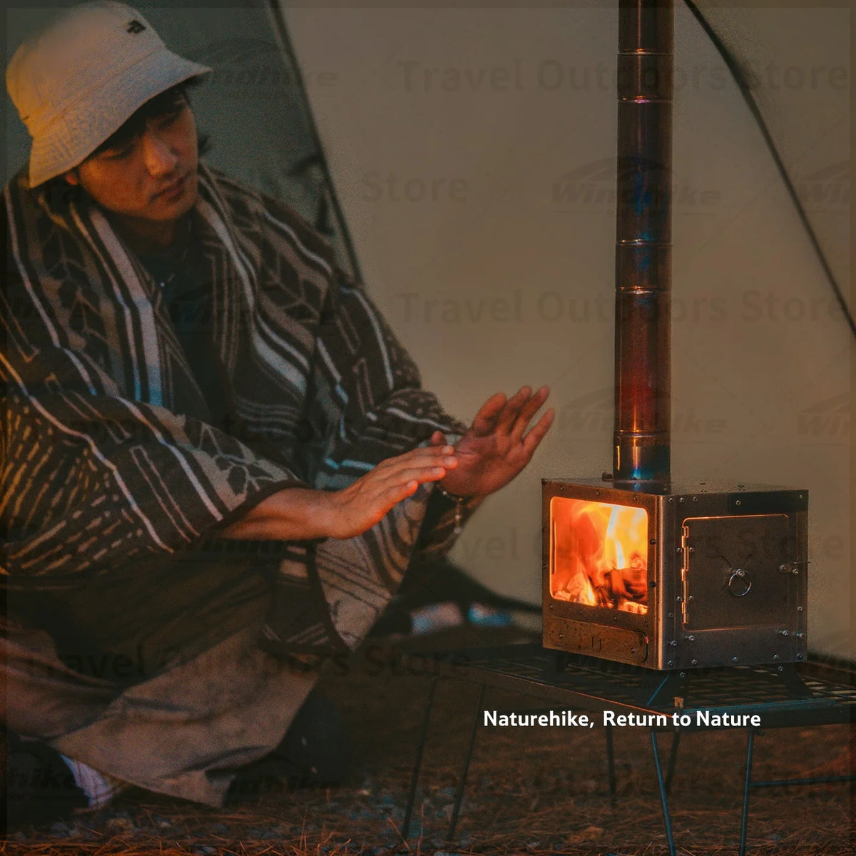 Naturehike Travel Portable Wood Stove Tent Heater With Chimney