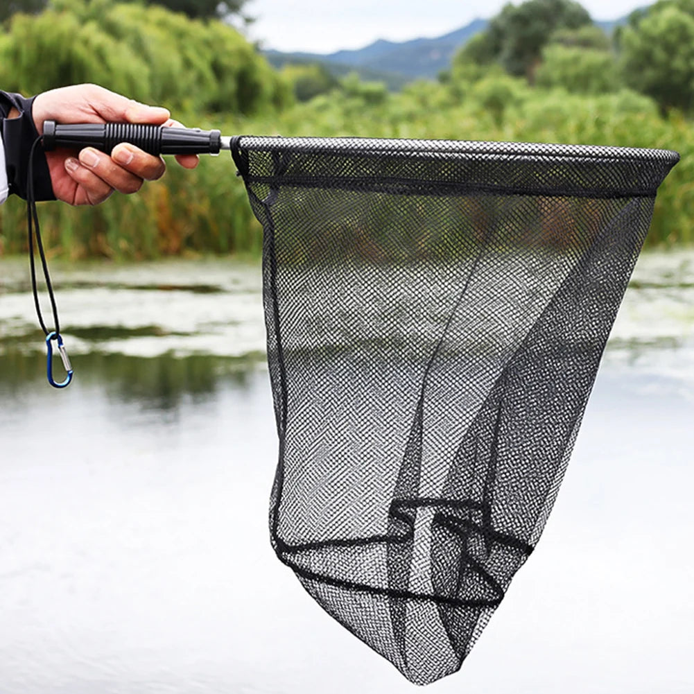 LAIMANEI Nylon Landing Net Aluminum Alloy Retractable Foldable Fishing