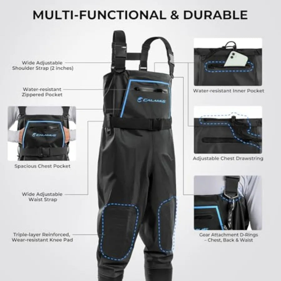 WaveWalker Fishing Waders Waterproof PVC With Slip Resistant Boots