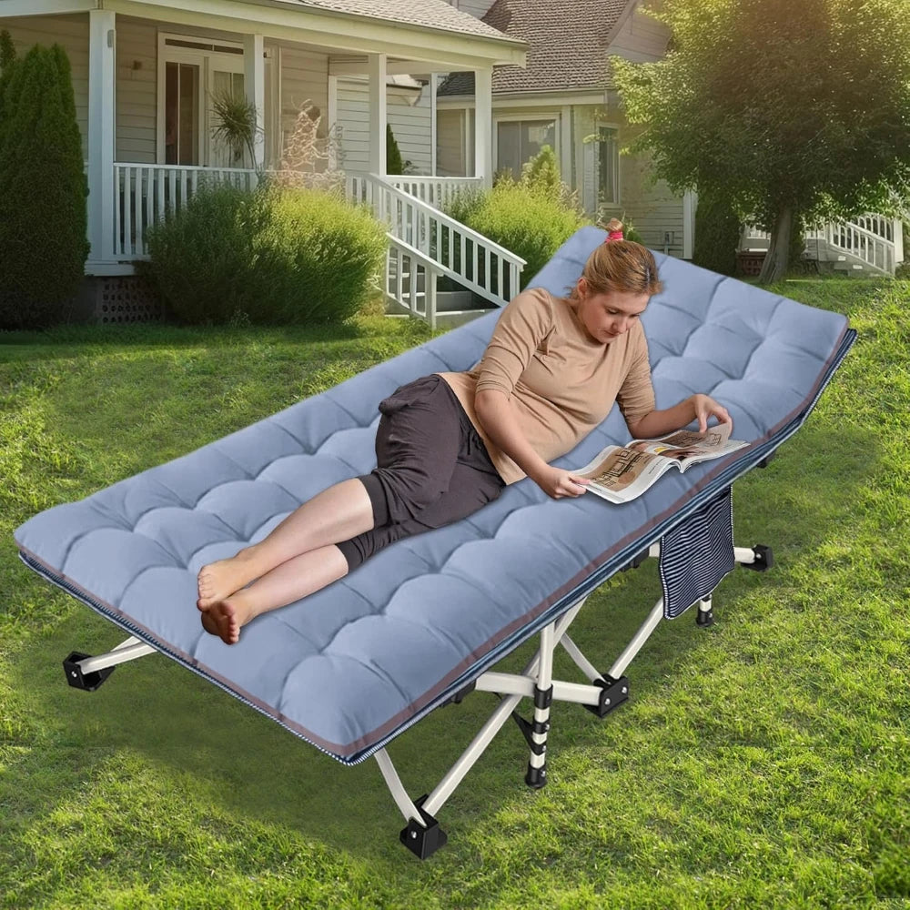 Oversize Camping Cot With Mattress And Carry Bag For Outdoor Use