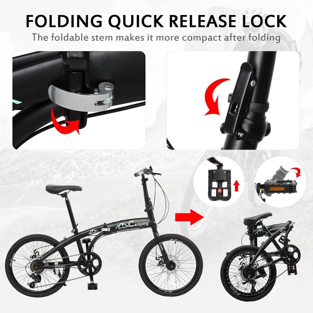 Ktaxon Folding Bike 7 Speed Adult Bicycle Lightweight