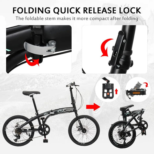 Ktaxon Folding Bike 7 Speed Adult Bicycle Lightweight