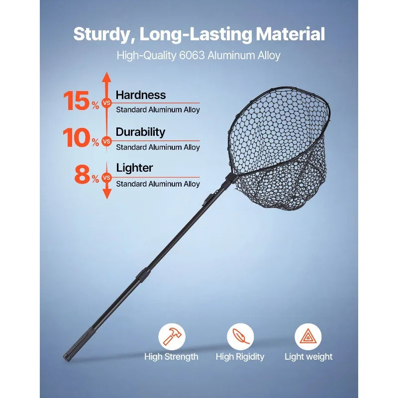 Foldable Landing Net With Telescopic Handle 6063 Aluminum Fishing Net