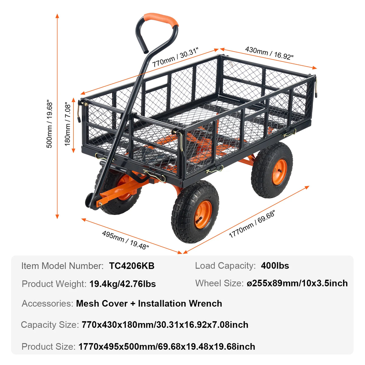 SucceBuy Heavy Duty Metal Garden Utility Dump Car Wagon