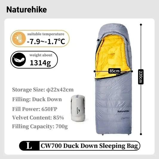 Naturehike CW700 Ultralight 650FP Duck Down Winter Envelope Sleeping Bag