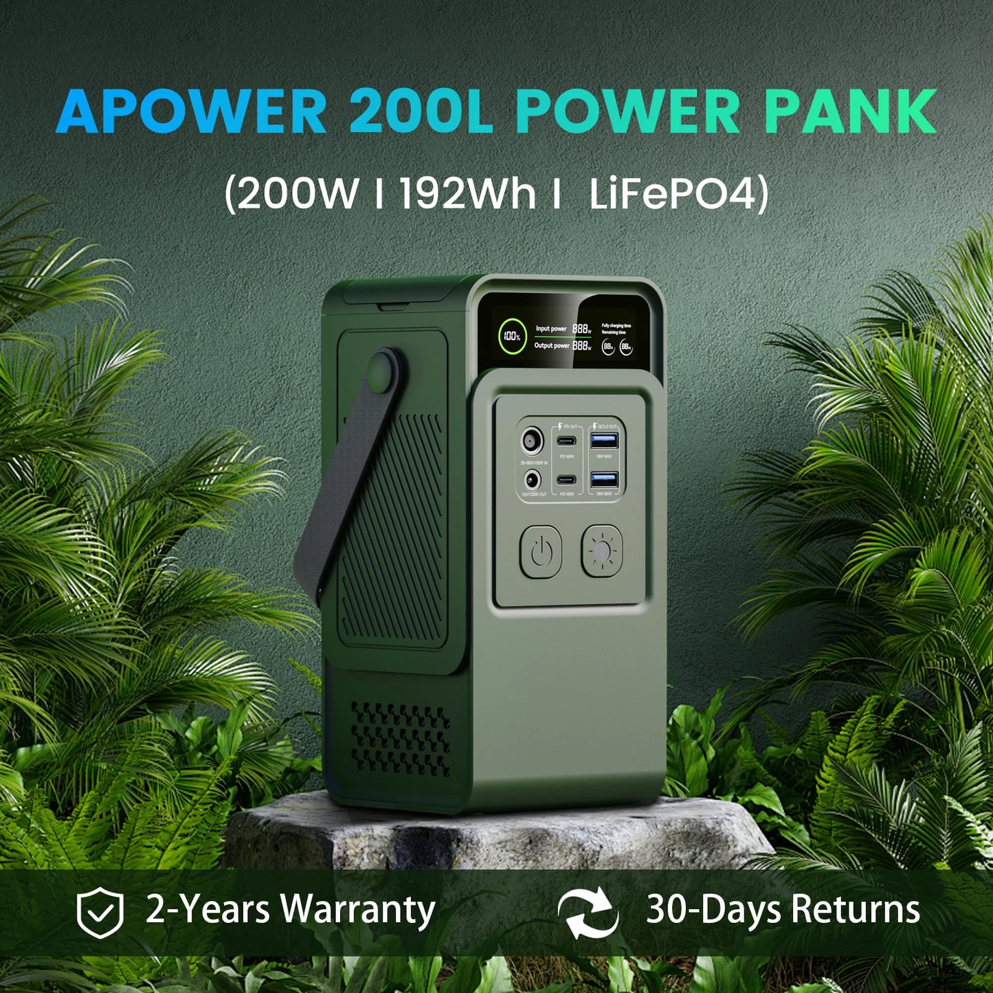 CTOLITY 200W Power Station Camping 192Wh Lifepo4 Battery