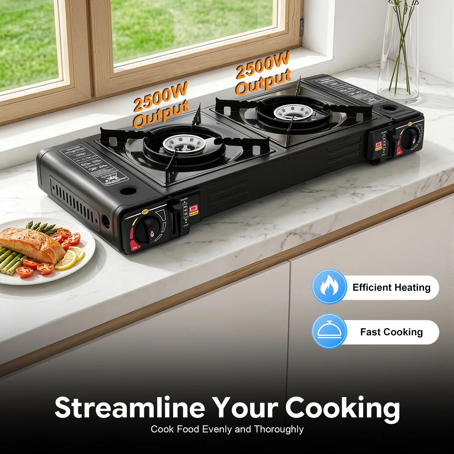 Two Burner Portable Camping Stove Set With Tray And Case