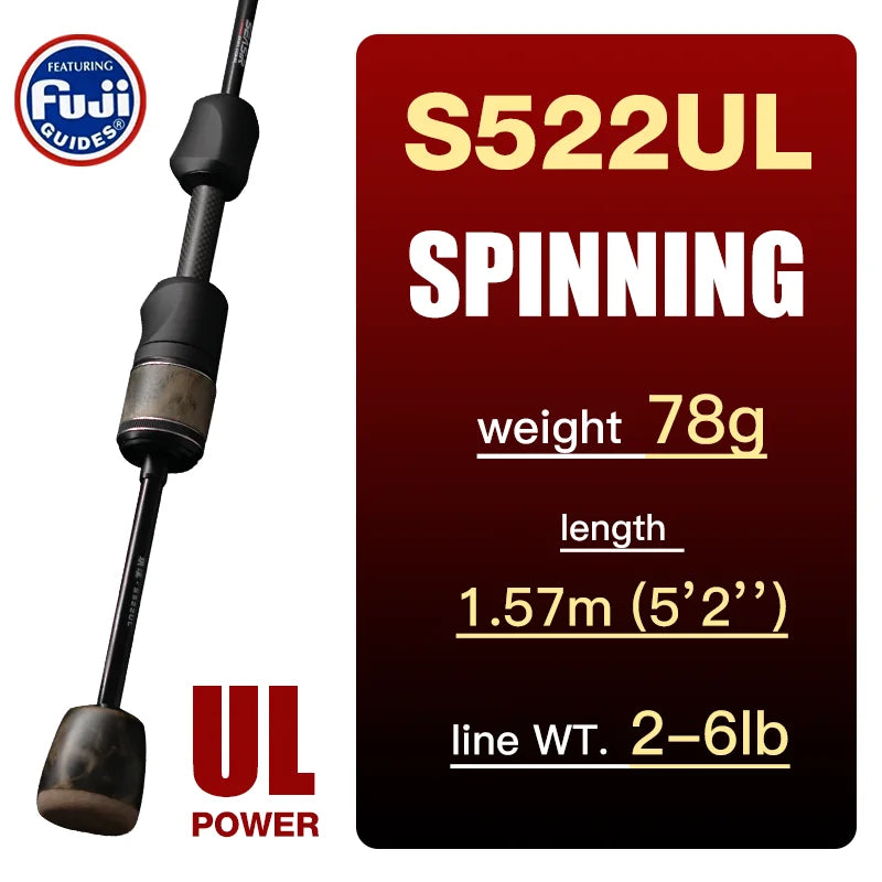 SeaSir Ultralight Spinning Baitcasting Fishing Rod With Carbon Handle