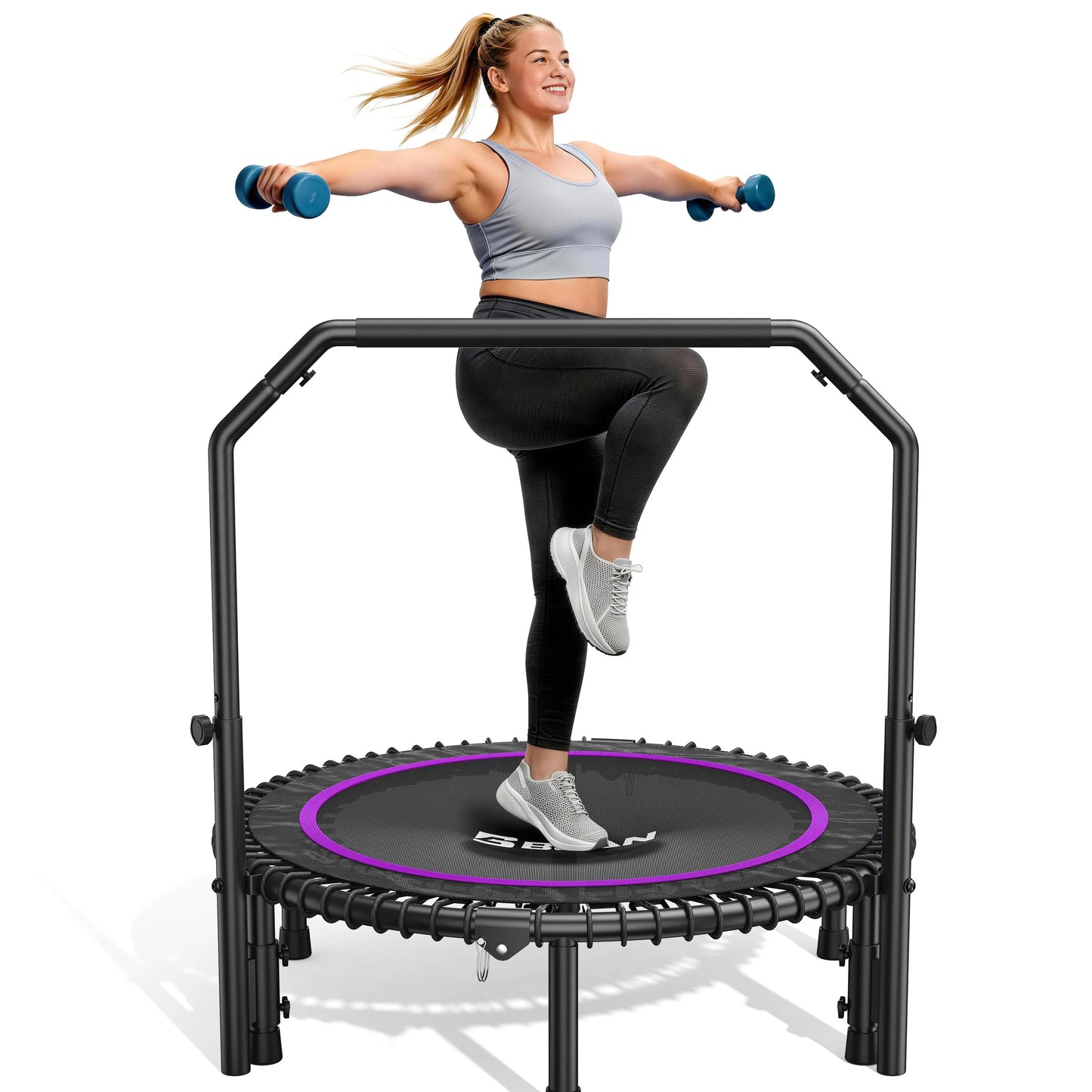 Mini Rebounder Trampoline 450LBS Fitness Trampoline With Adjustable Handle