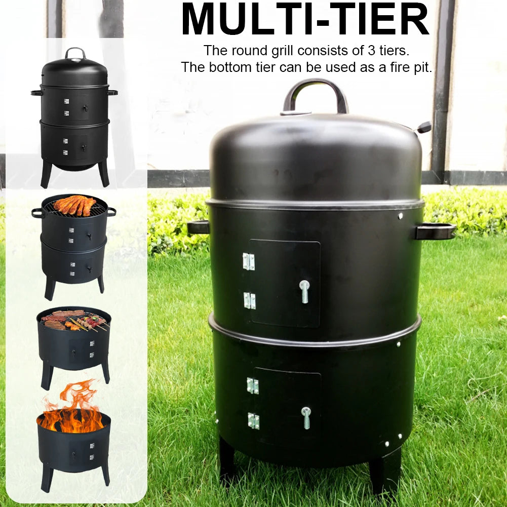 Atuotin Vertical Charcoal Smoker With Built In Thermometer Grill